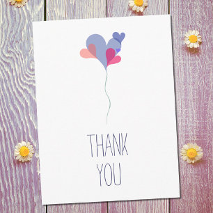 Elegant wit blauw roze ballonharten minimalistisch briefkaart