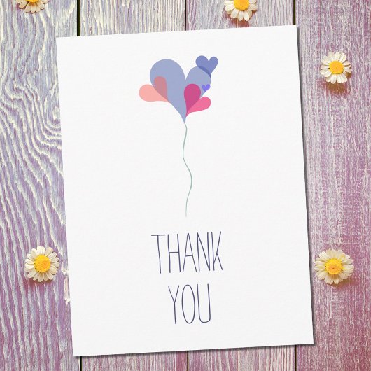 Elegant wit blauw roze ballonharten minimalistisch briefkaart