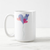 Elegant wit blauw roze ballonharten minimalistisch koffiemok (Links)