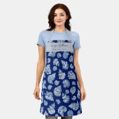 Elegant wit blauw zeeschelpen schort (Gedragen)