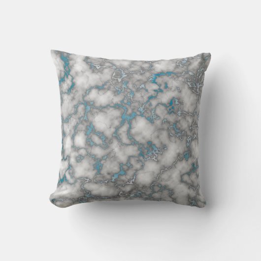 Elegant wit blauwe marmer kussen (Voorkant)