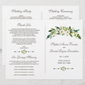 Elegant Wit Blociend Bloem Bruiloftsprogramma (Voorkant / Achterkant)