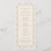 Elegant Wit Bloem Motief Ivoor Gouden Trouwprogram Programmakaart (Achterkant)