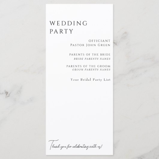 Elegant wit bloemen B/W bruiloft programma (Achterkant)