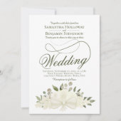 Elegant Wit Bloemen Boeket QR Code Bruiloft Kaart (Voorkant)