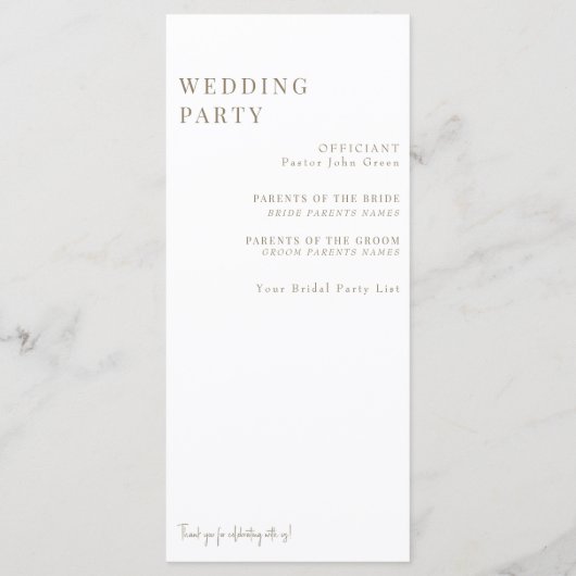 Elegant Wit Bloemen Goud Tekst Trouwprogramma Menu (Achterkant)