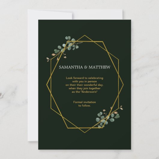 Elegant Wit Bloemen Goud Zwart Geometrisch Foto Save The Date (Achterkant)