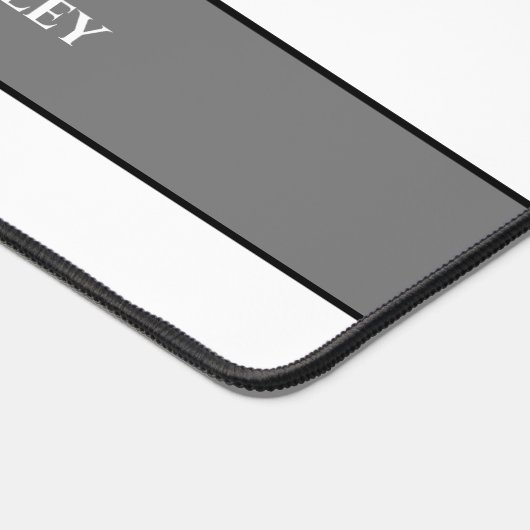 Elegant Wit Bloemen Monogram & Naam op Wit Bureaumat (Hoek)