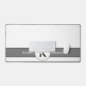 Elegant Wit Bloemen Monogram & Naam op Wit Bureaumat (Keyboard & Muis)