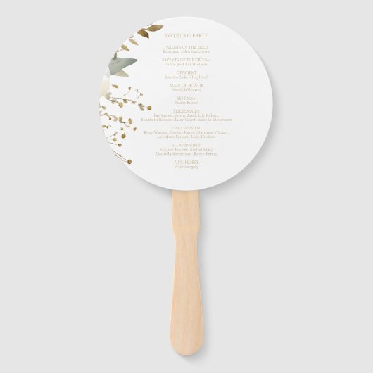 Elegant Wit | Bloemen Waterverf bruiloft Handwaaier (Achterkant)