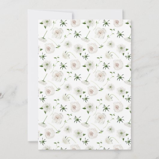 Elegant wit bloemengroen Eenvoudig Baby shower Kaart (Achterkant)