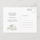 Elegant wit bloemengroen Eenvoudig Baby shower Uitnodiging Briefkaart (Achterkant)