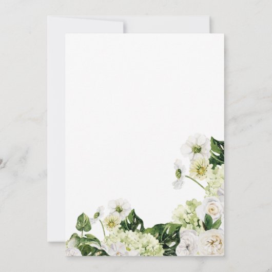 Elegant wit bloemengroen met kruisdoop kaart (Achterkant)