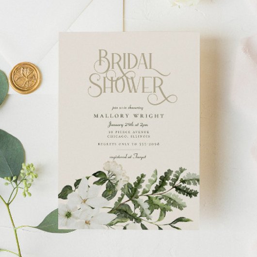 Elegant wit bloemengroen Vrijgezellenfeest Kaart