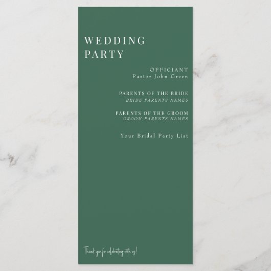 Elegant wit bloemengroen & wit bruiloft programma (Achterkant)