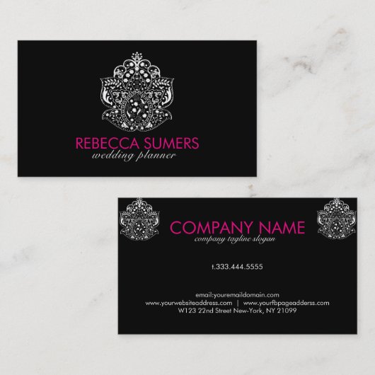 Elegant wit bloemenkant Ornament Visitekaartje (Voorkant / Achterkant)