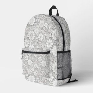 Elegant wit bloemenkanten patroon bedrukte rugzak