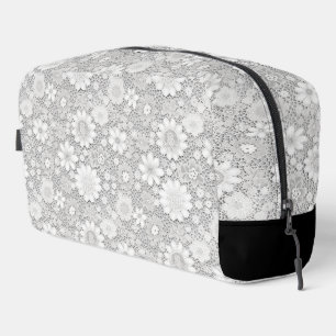 Elegant wit bloemenkanten patroon toilettasje