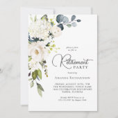Elegant wit bloemenkorf pensioenfeest kaart (Voorkant)