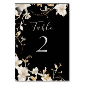 Elegant wit bloemenontwerp op zwarte bruiloft kaart (Voorkant)