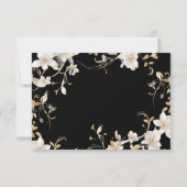 Elegant wit bloemenontwerp op zwarte bruiloft RSVP kaartje (Achterkant)