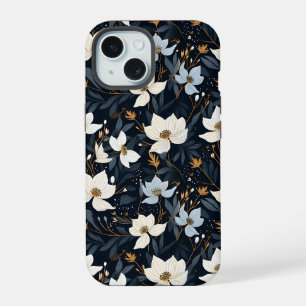 Elegant wit bloemenpatroon iPhone 15 case