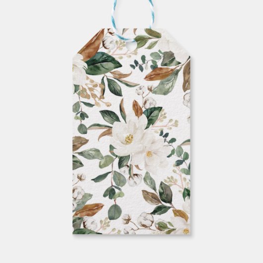 Elegant wit bloemig slapende bos herten Baby Cadeaulabel (Achterkant)