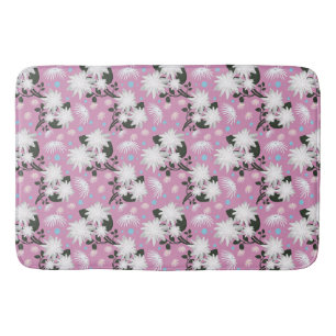 Elegant wit bloemmotief botanisch ontwerp badmat