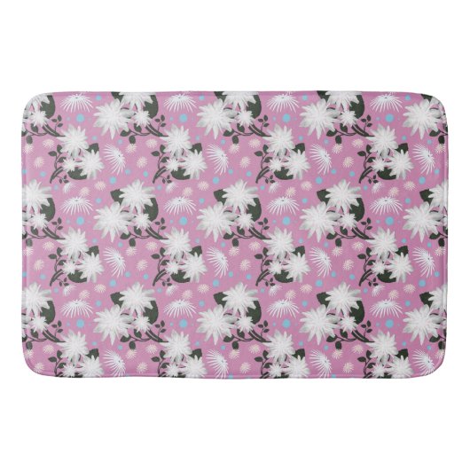 Elegant wit bloemmotief botanisch ontwerp badmat (Voorkant)