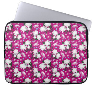 Elegant wit bloemmotief botanisch ontwerp laptop sleeve