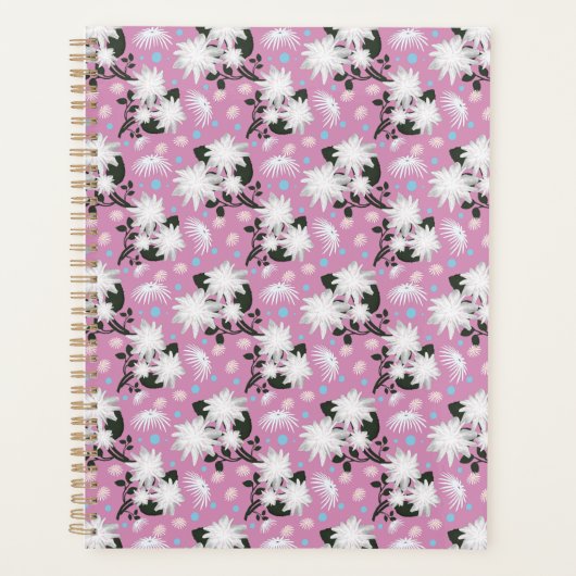 Elegant wit bloemmotief botanisch ontwerp planner (Voorkant)