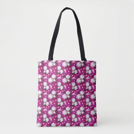 Elegant wit bloemmotief botanisch ontwerp tote bag (Voorkant)