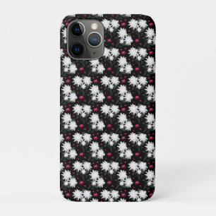 Elegant wit bloemmotief op zwarte achtergrond Case-Mate iPhone case