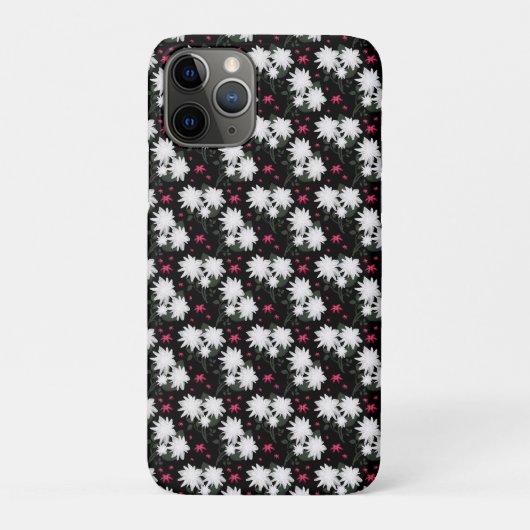 Elegant wit bloemmotief op zwarte achtergrond Case-Mate iPhone case (Achterkant)