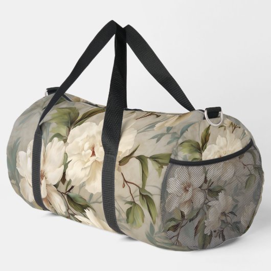 Elegant wit bloemmotief plunjezak (Rechterhoek)