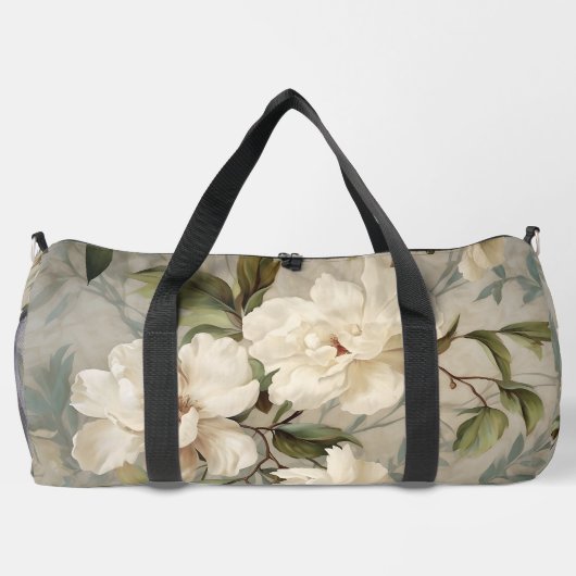 Elegant wit bloemmotief plunjezak (Achterkant)