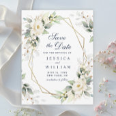 Elegant Wit Blush Groen Bruiloft Save the Date Briefkaart