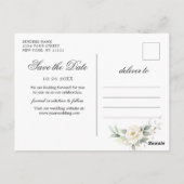 Elegant Wit Blush Groen Bruiloft Save the Date Briefkaart (Achterkant)