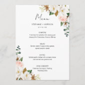 Elegant Wit & Blush Roze Magnolia Bloemen Bruiloft Menu (Voorkant)