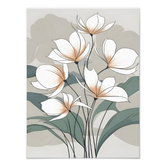 Elegant wit boeket op grijs foto afdruk (Voorkant)