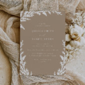 Elegant wit Bord Taupe Boho Leaf Wedding Kaart