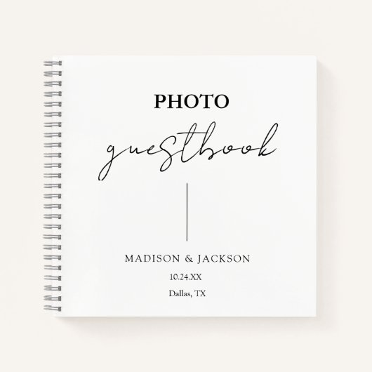 Elegant wit bruiloft gastenboek notitieboek (Voorkant)