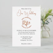 Elegant Wit Bruiloft Roos Gouden Folie Invitation Folie Uitnodiging (Staand Voorkant)