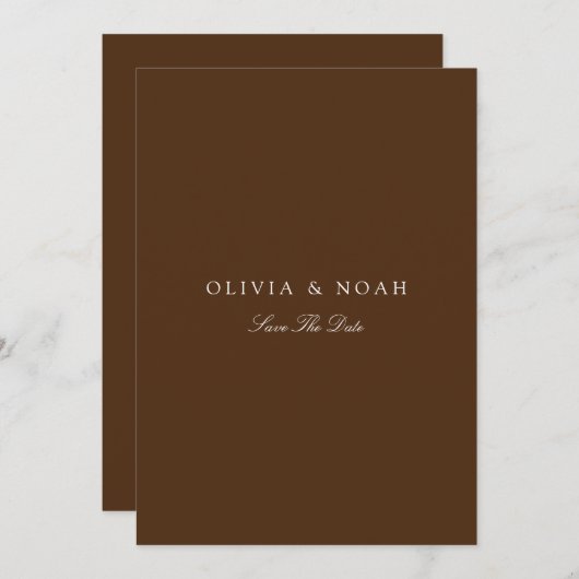 Elegant wit & bruin Save the Date Kaart (Voorkant / Achterkant)
