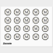 Elegant wit Buffel Plaid Initiaal Monogram Ronde Sticker (Vel)