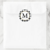 Elegant wit Buffel Plaid Initiaal Monogram Ronde Sticker (Tas)