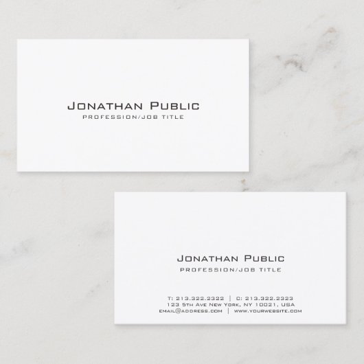 Elegant wit creatief ontwerp modern visitekaartje (Voorkant / Achterkant)