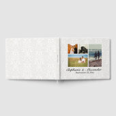 Elegant wit damask 4 foto bruiloft of evenement gastenboek (Volledig)