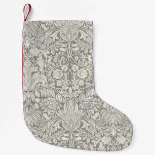 Elegant wit damast bloemendecoratie voor thuis kleine kerstsok