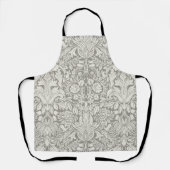 Elegant wit damast bloemendecoratie voor thuis schort (Voorkant)